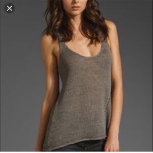 Vince Linen Sleeveless Open Knit Sweater Gray Size XS Lagenlook Minimalist